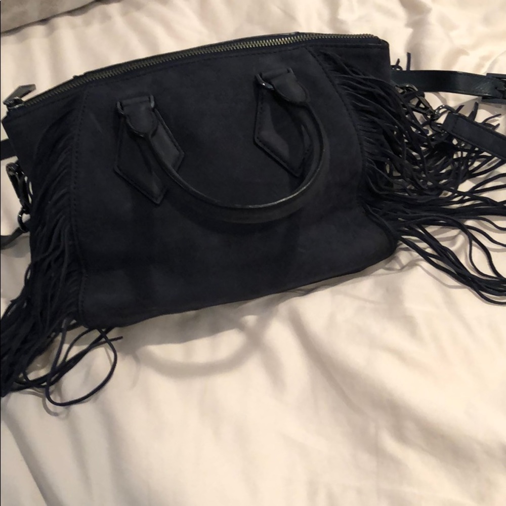 Navy blue suede bag
